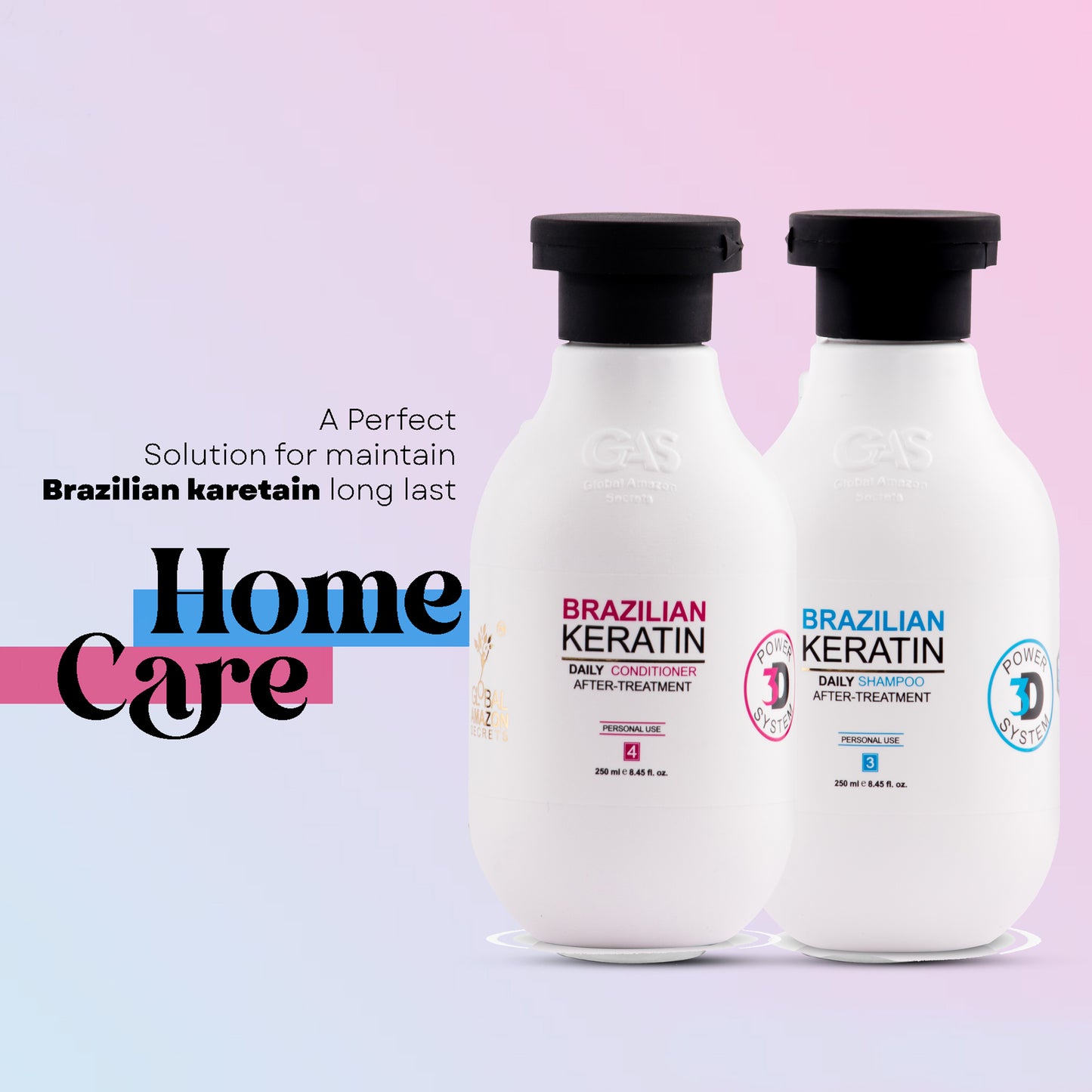GLOBAL AMAZON SECRETS | Brazilian Keratin Shampoo & Conditioner 250 ml