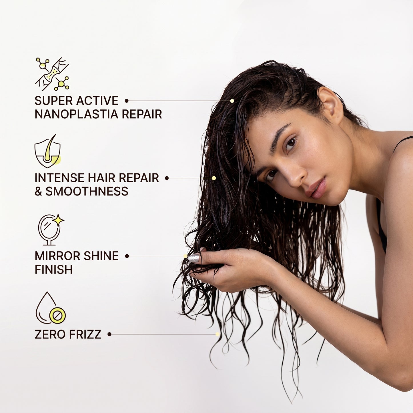Super Active Nanoplastia Serum — Zero Frizz | Mirror Shine & Lightweight Finish | Professional Nanoplastia Leave-In Serum | 100 ml