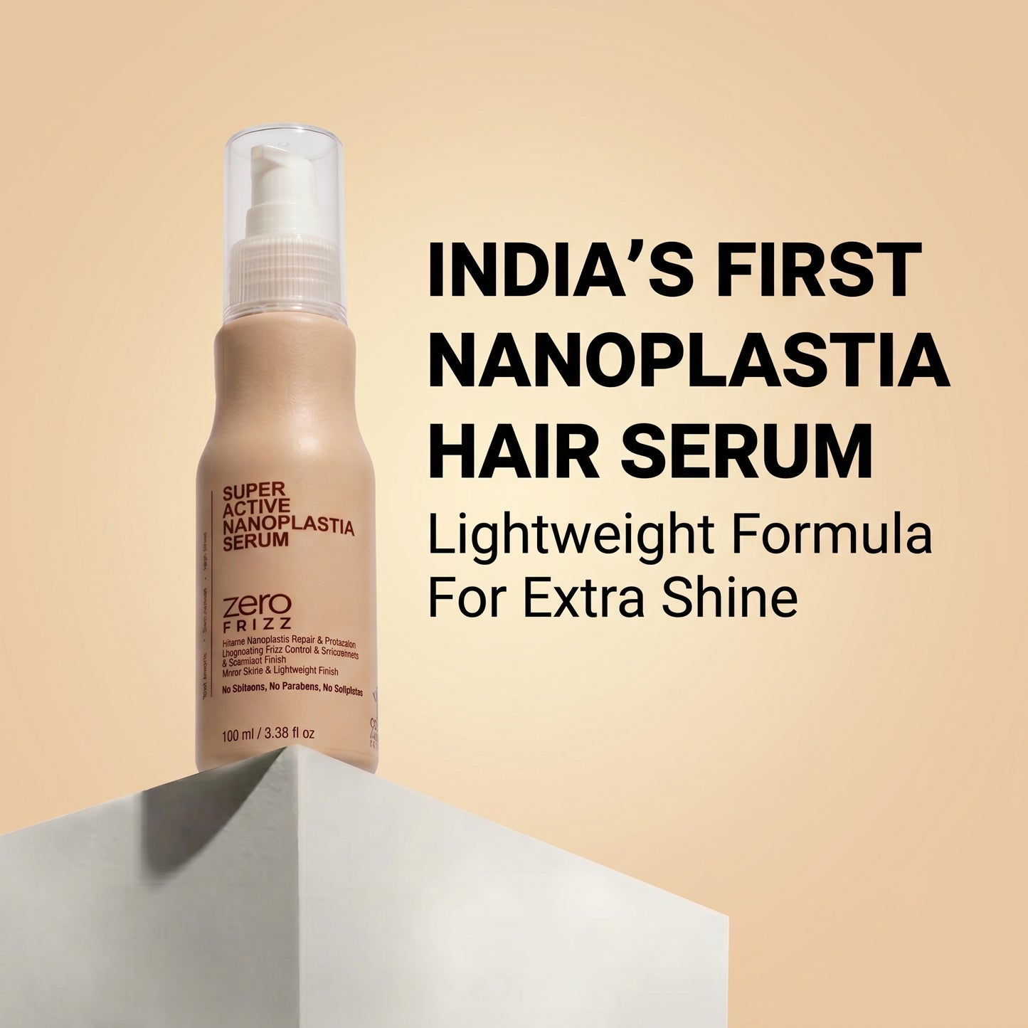 Super Active Nanoplastia Serum — Zero Frizz | Mirror Shine & Lightweight Finish | Professional Nanoplastia Leave-In Serum | 100 ml