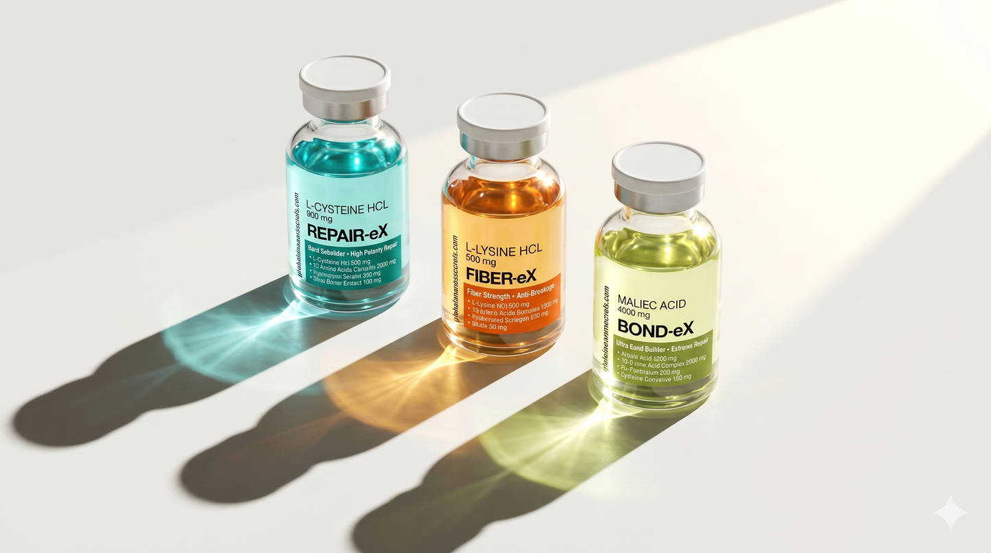 Korean-Hair K-Glass Amino Bond Trio | Professional Hair Repair System with BOND-eX, FIBER-eX & REPAIR-eX 20ML Each