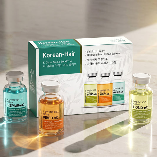 Korean-Hair K-Glass Amino Bond Trio | Professional Hair Repair System with BOND-eX, FIBER-eX & REPAIR-eX 20ML Each