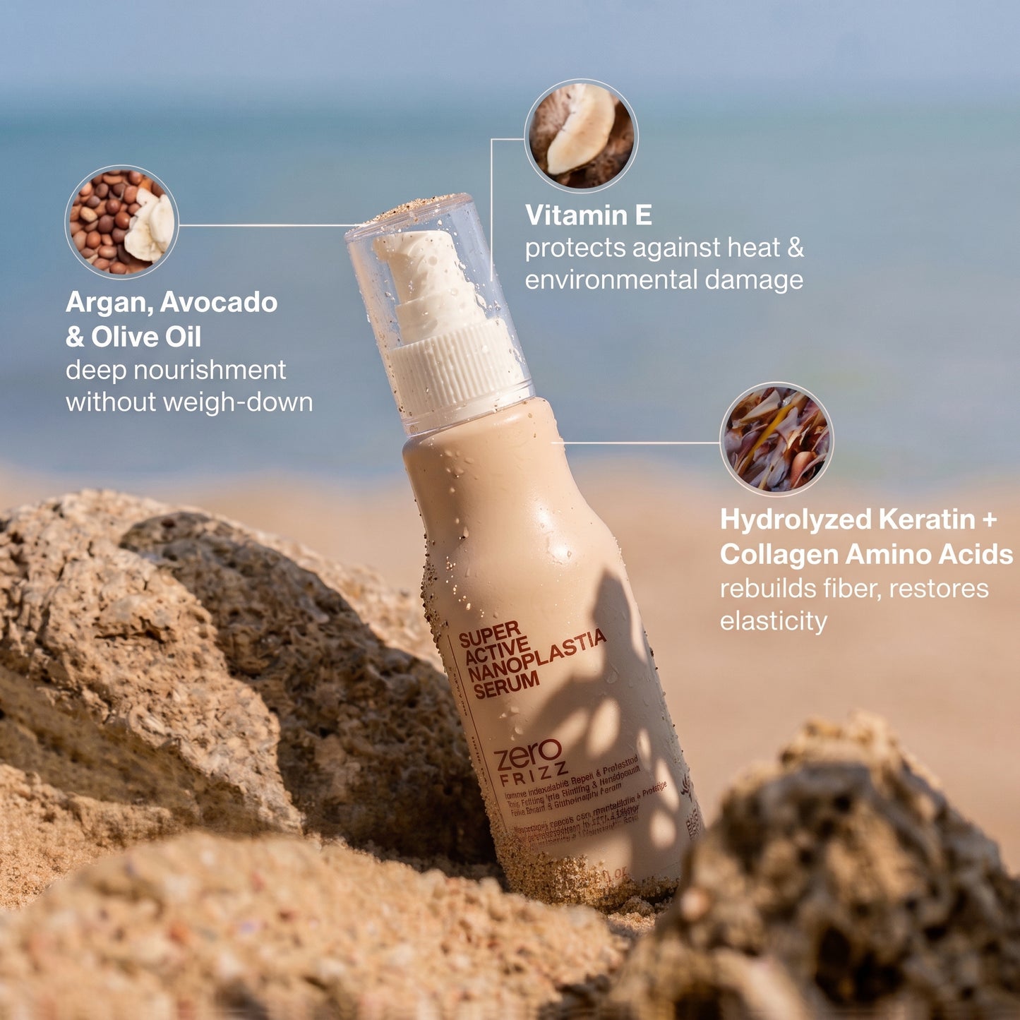 Super Active Nanoplastia Serum — Zero Frizz | Mirror Shine & Lightweight Finish | Professional Nanoplastia Leave-In Serum | 100 ml