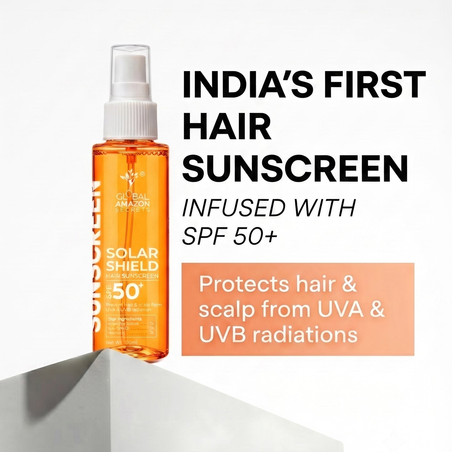 Solar Shield Hair Sunscreen SPF 50+ — Broad Spectrum UVA & UVB Protection for Hair & Scalp | Colour Protecting | 100 ml