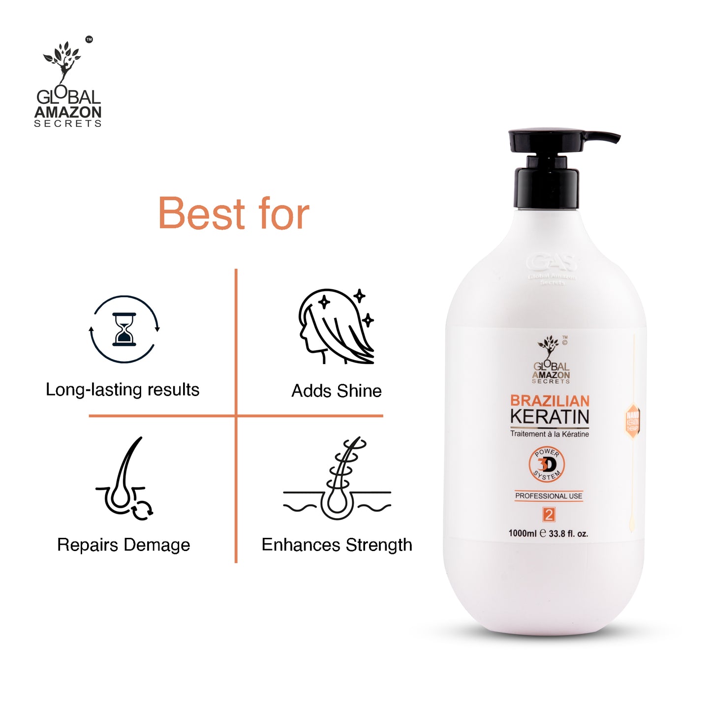 GLOBAL AMAZON SECRETS | Brazilian Keratin Treatment 1000 ml