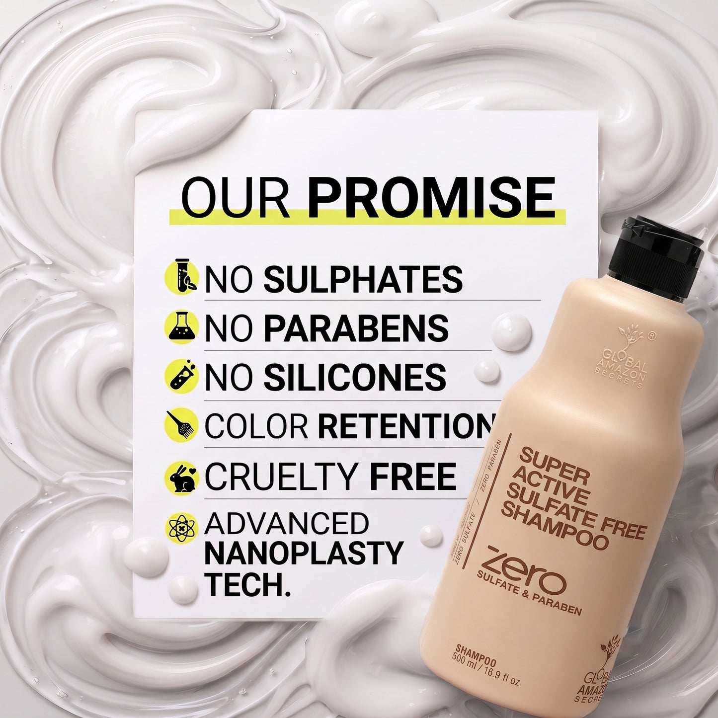 Super Active Sulfate Free Shampoo — Gentle Cleansing with Advanced Nanoplastia Technology | 500 ml